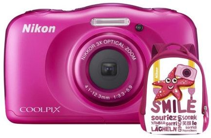 Nikon Coolpix W100 wodoodporny różowy + plecak - Aparat