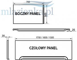 Wanna Ravak Panel boczny do wanny Campanula 75+zestaw montaowy 