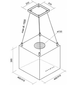 Okap sufitowy Toflesz OK - 4 SANDY MINI ISLAND 40 inox (na linkach)