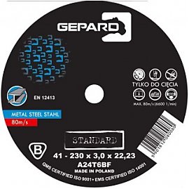 Akcesorium do elektronarzdzi Gepard tarcza do metalu 41 95A 230x3,0x22 Standard