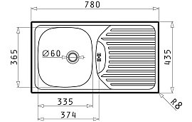 Zlewozmywak stalowy Pyramis ET 78 semiflat (60mm) Len