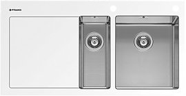 Zlewozmywak szklany Pyramis CRYSTALON (100x52) 1 1/2B 1D BIA�Y R