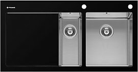 Zlewozmywak szklany Pyramis CRYSTALON (100x52) 1 1/2B 1D CZARNY R