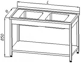 St zlewozmywakowy 2-komorowy z pk E 2240 600x1200x850mm