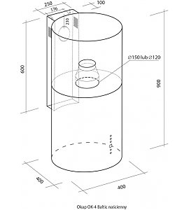 Okap kominowy Toflesz OK-4 BALTIC NAŚCIENNY 40 czarny