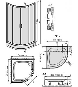 Kabina natryskowa Sanplast KP4/TX5-80+BPza W0 602-270-0252-01-400