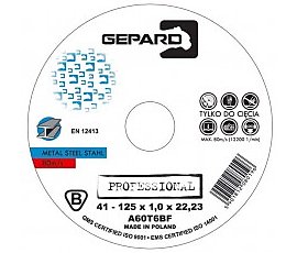 Akcesorium do elektronarzędzi Gepard Tarcza do metalu 41 95A 125x1,0x22 Profesional