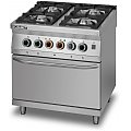 Kuchnia gazowa gastronomiczna Lozamet 4-palnikowa z piekarnikiem elektrycznym z termoobiegiem L900.KG4 PET