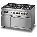 Kuchnia gazowa gastronomiczna Lozamet 6-palnikowa z piekarnikiem elektrycznym z termoobiegiem L900.KG6 PET+SD