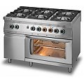 Kuchnia gazowa gastronomiczna Lozamet 6-palnikowa z piekarnikiem elektrycznym z termoobiegiem L700.KG6 PET+SD