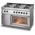 Kuchnia elektryczna gastronomiczna Lozamet 6-płytowa z piekarnikiem elektrycznym z termoobiegiem i szafką L700.KEO6 PET+SD